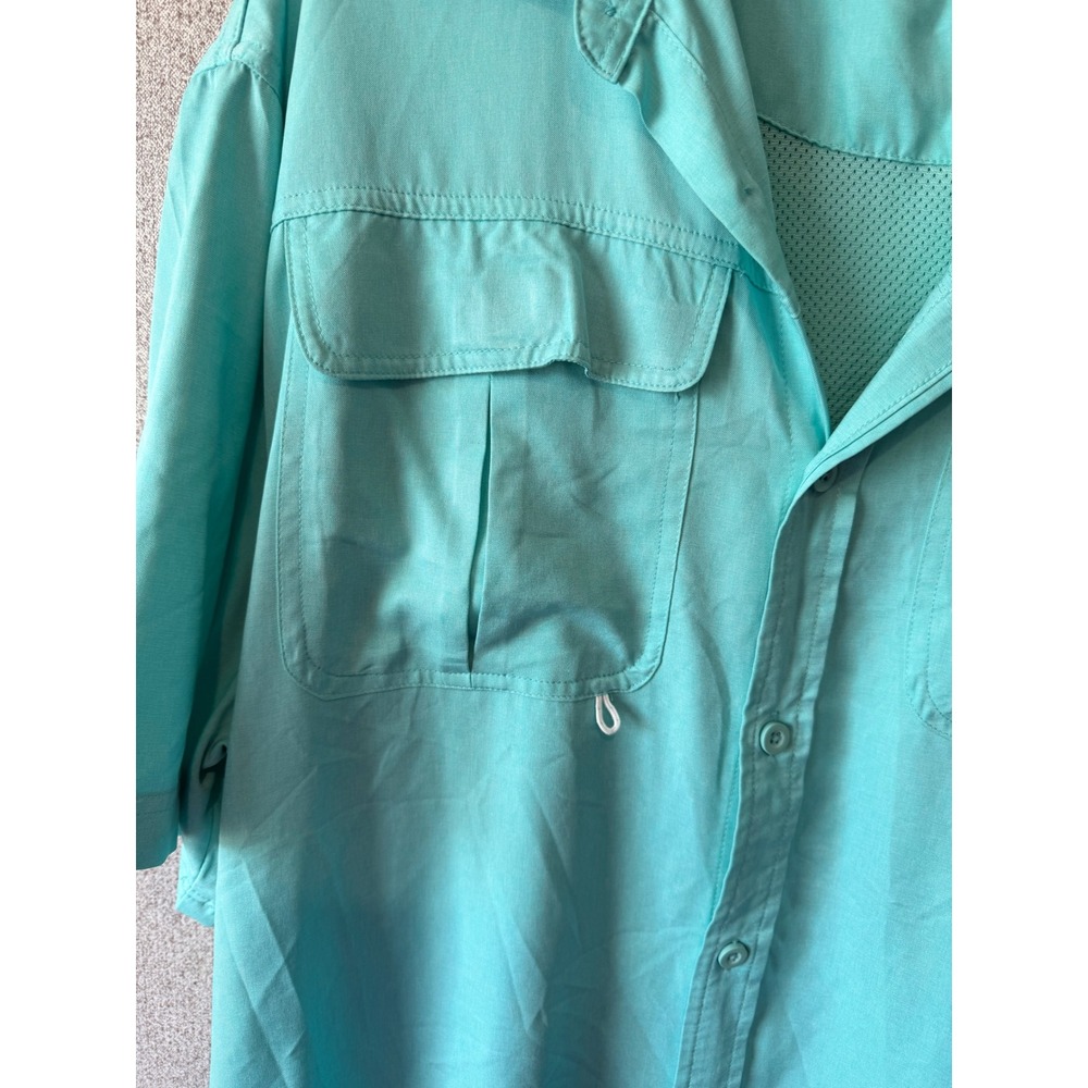 RED HOOK LURE Mens XXL EE G Short Sleeve Button Up Fishing Shirt Quick Dry Aqua